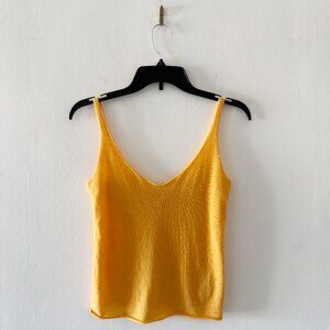 Vince Cashmere Knit Scoop Neck Tank Camisole Orange-Yellow Size XS